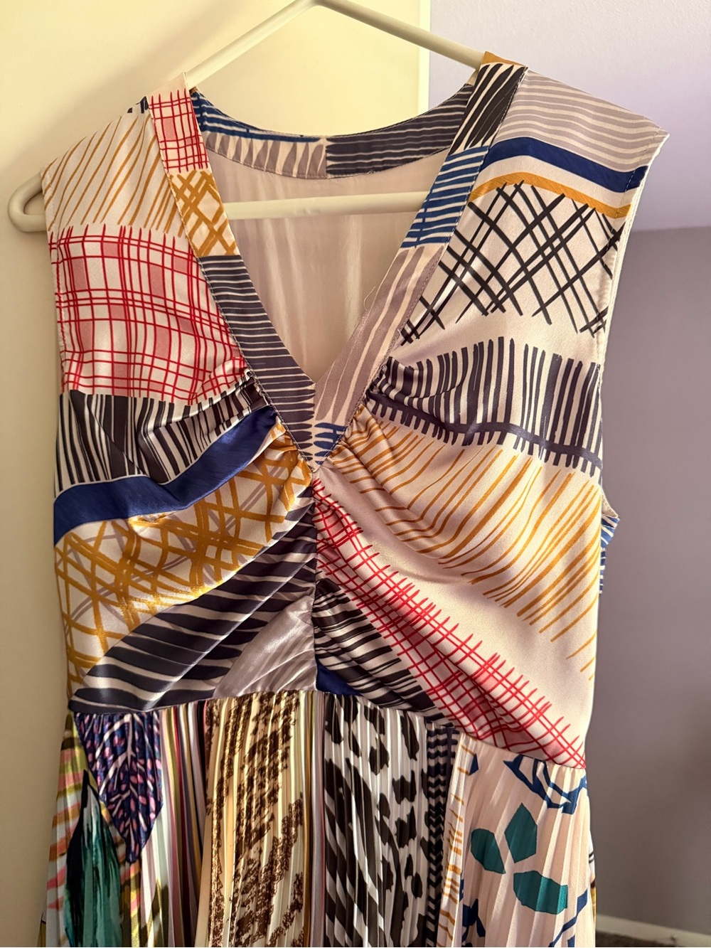 Anthropologie Geisha Designs Jacinta boho colorful pleated midi dress Small - Picture 5 of 14